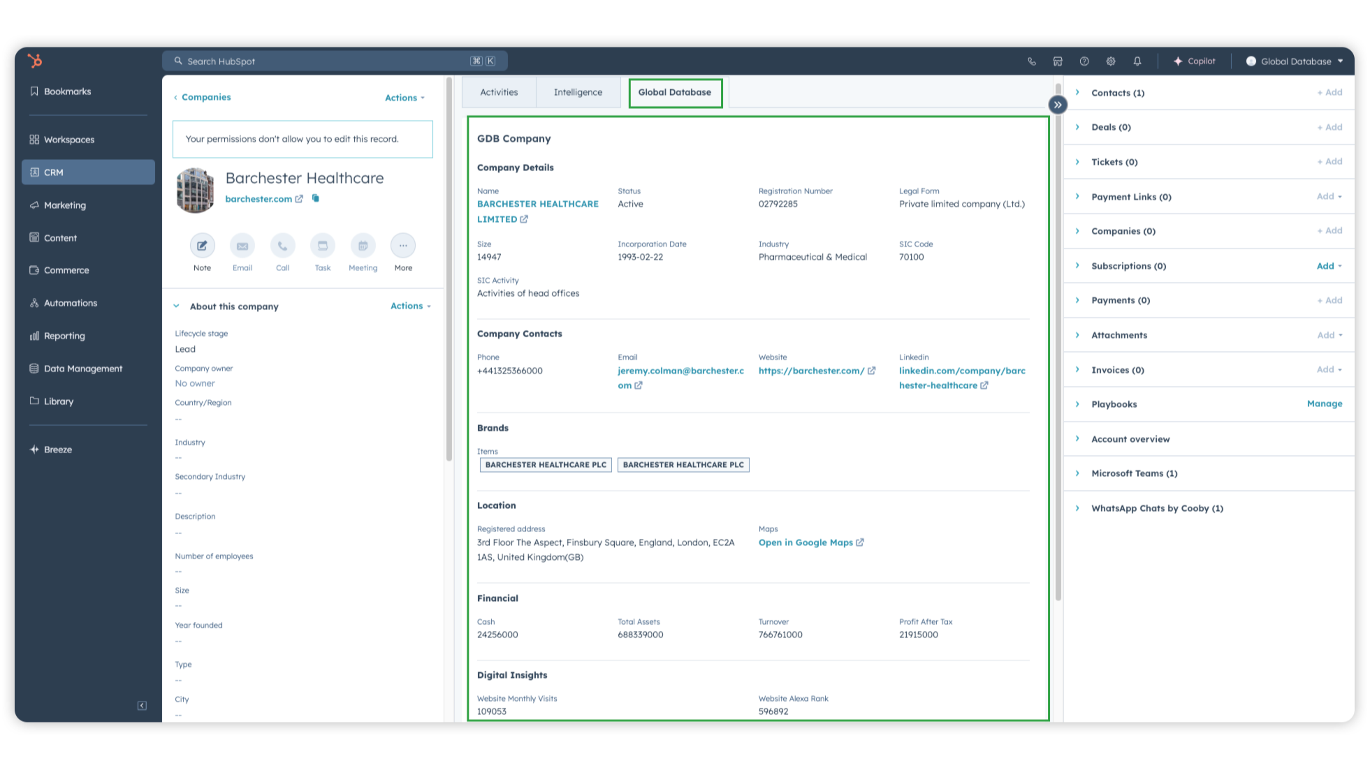 Enrich company profile
